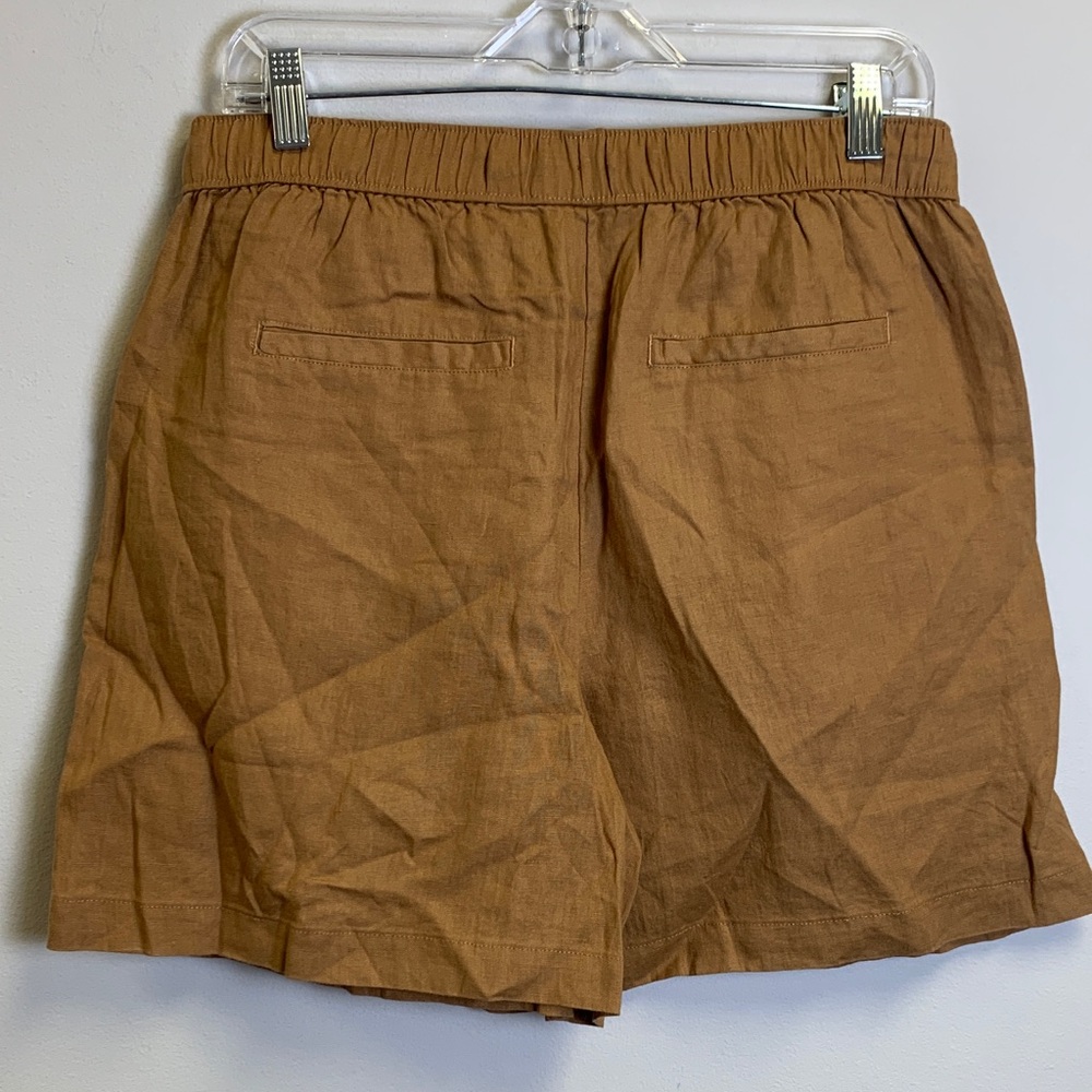 Tahari Women's Drawstring Linen-Blend Shorts in Camel Brown - Picture 4 of 5